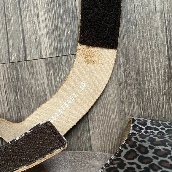 Mephisto Women's Cheetah Hook & Loop Sandals Size 6 Adjustable Leather - Picture 12 of 15